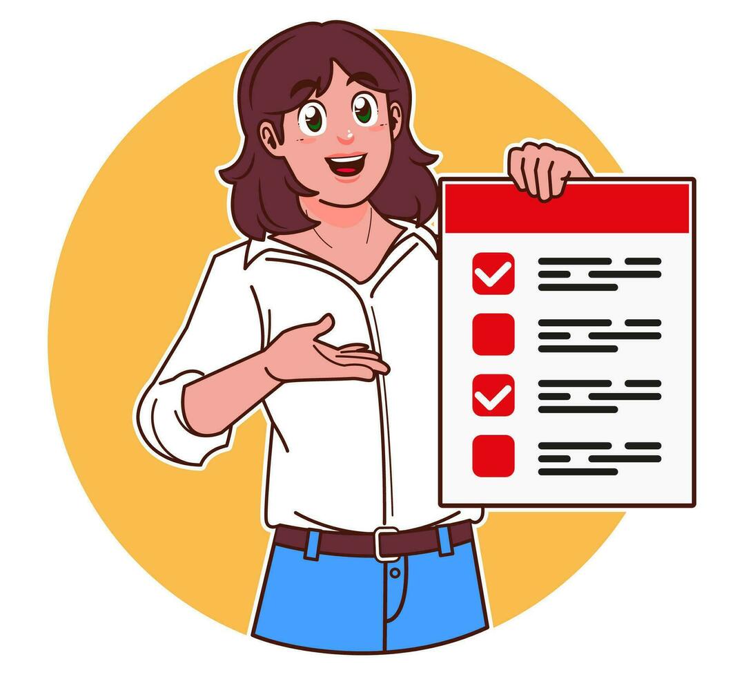 woman holding form paper vector