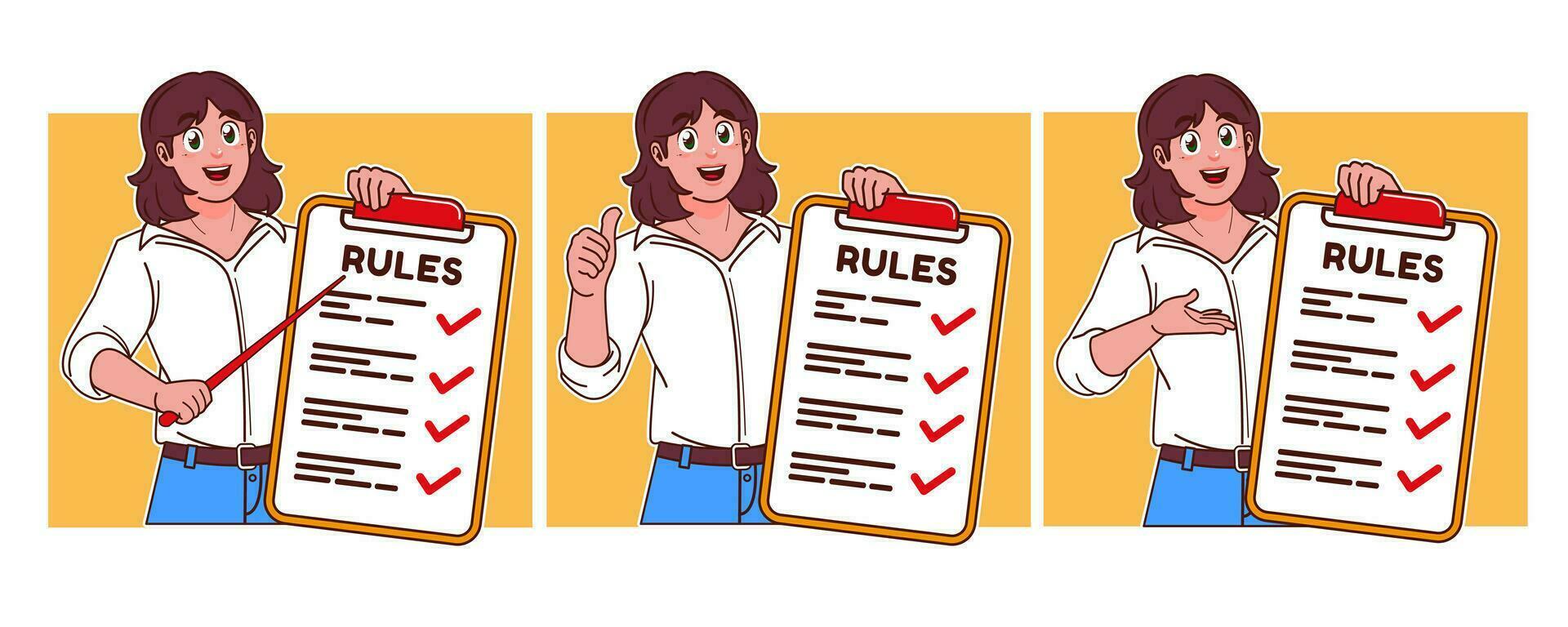 Women explaining rules and guidelines vector