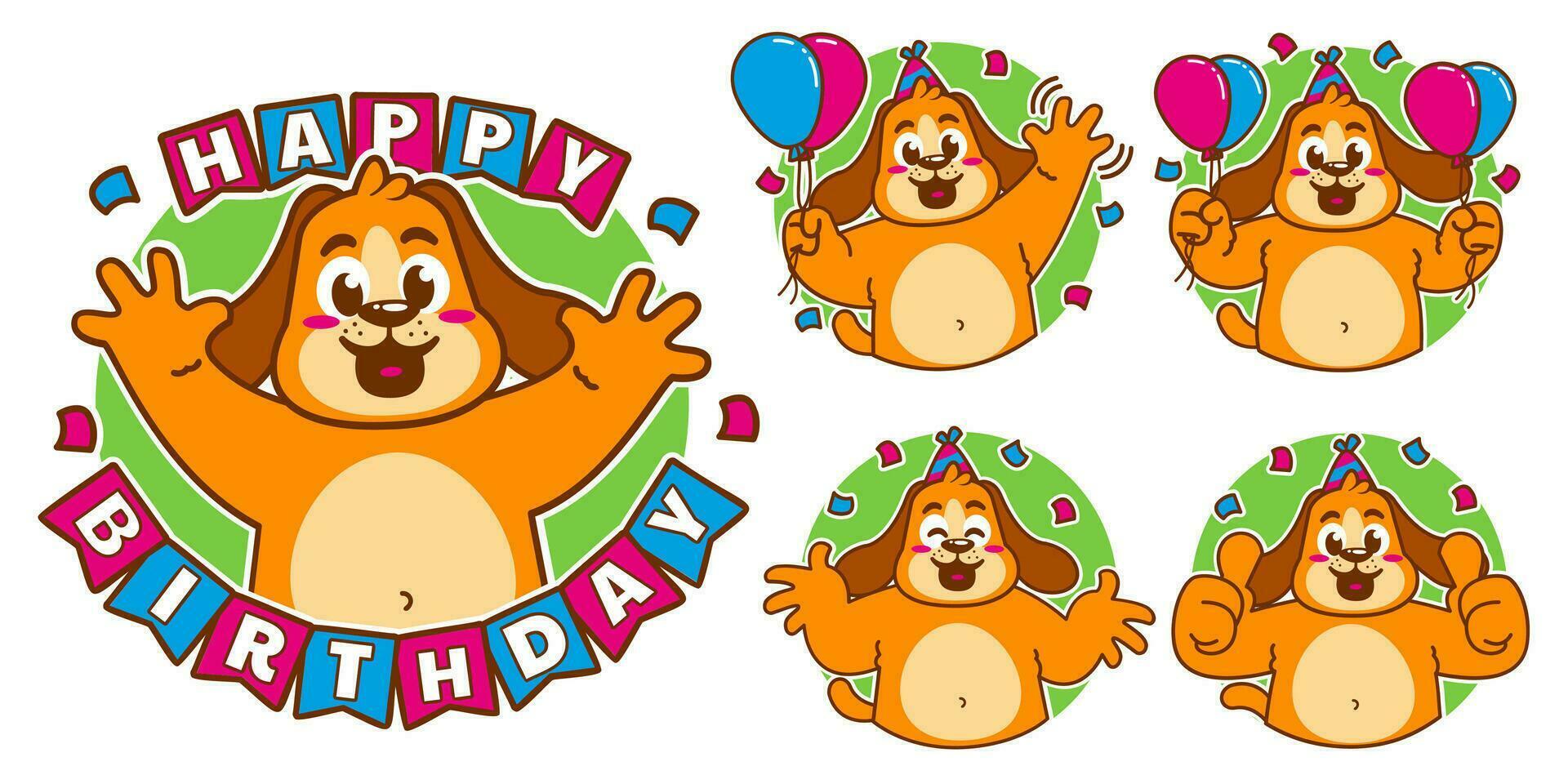 Birthday Dog Sticker vector