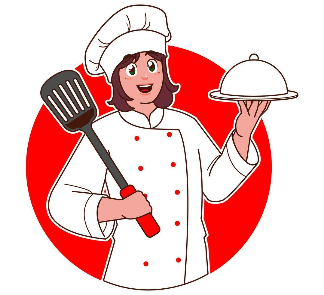 Cartoon female chef vector