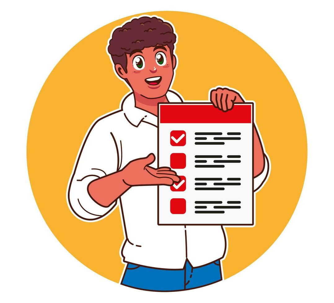 A black man holding form paper vector