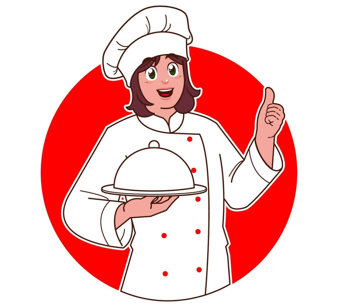 Cartoon female chef vector