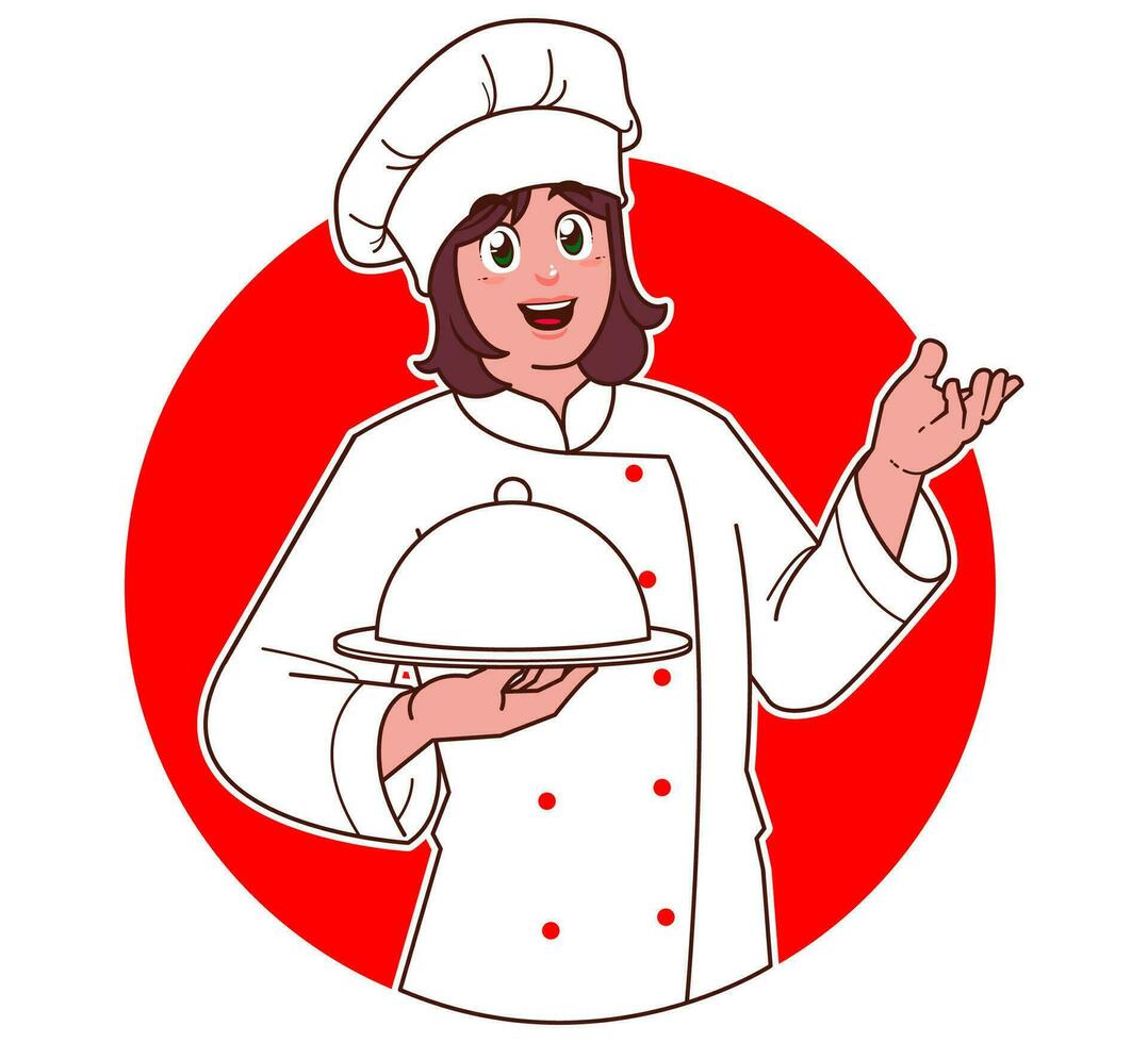 Cartoon female chef vector