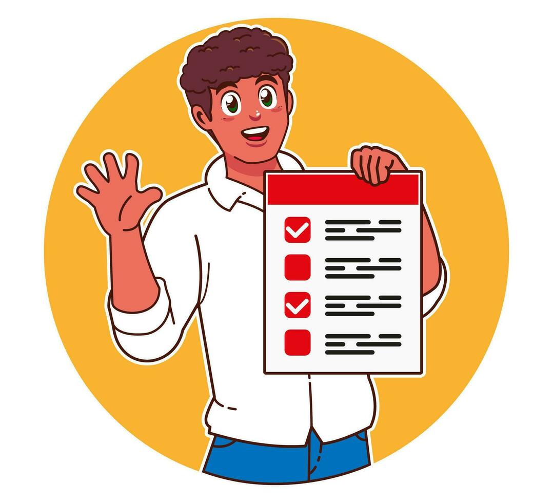 A black man holding form paper vector