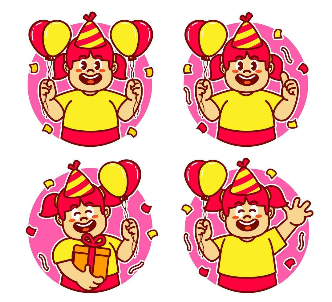 Birthday girl sticker vector