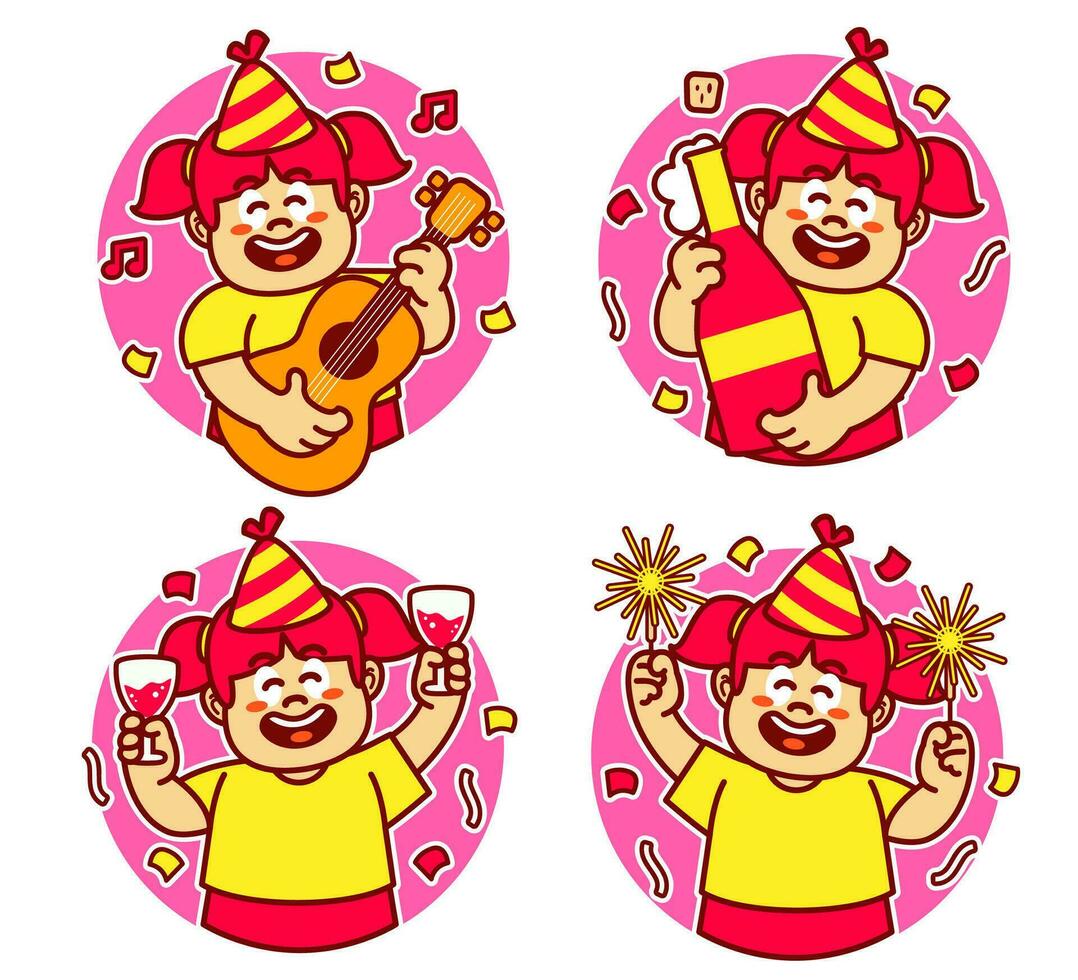 Birthday girl sticker vector