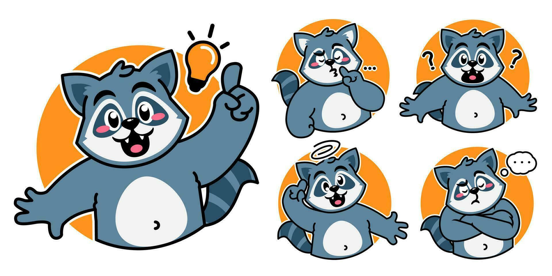 Raccoon cartoon sticker vector