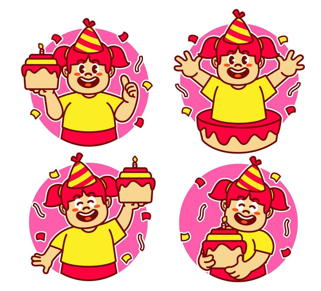 Birthday girl sticker vector