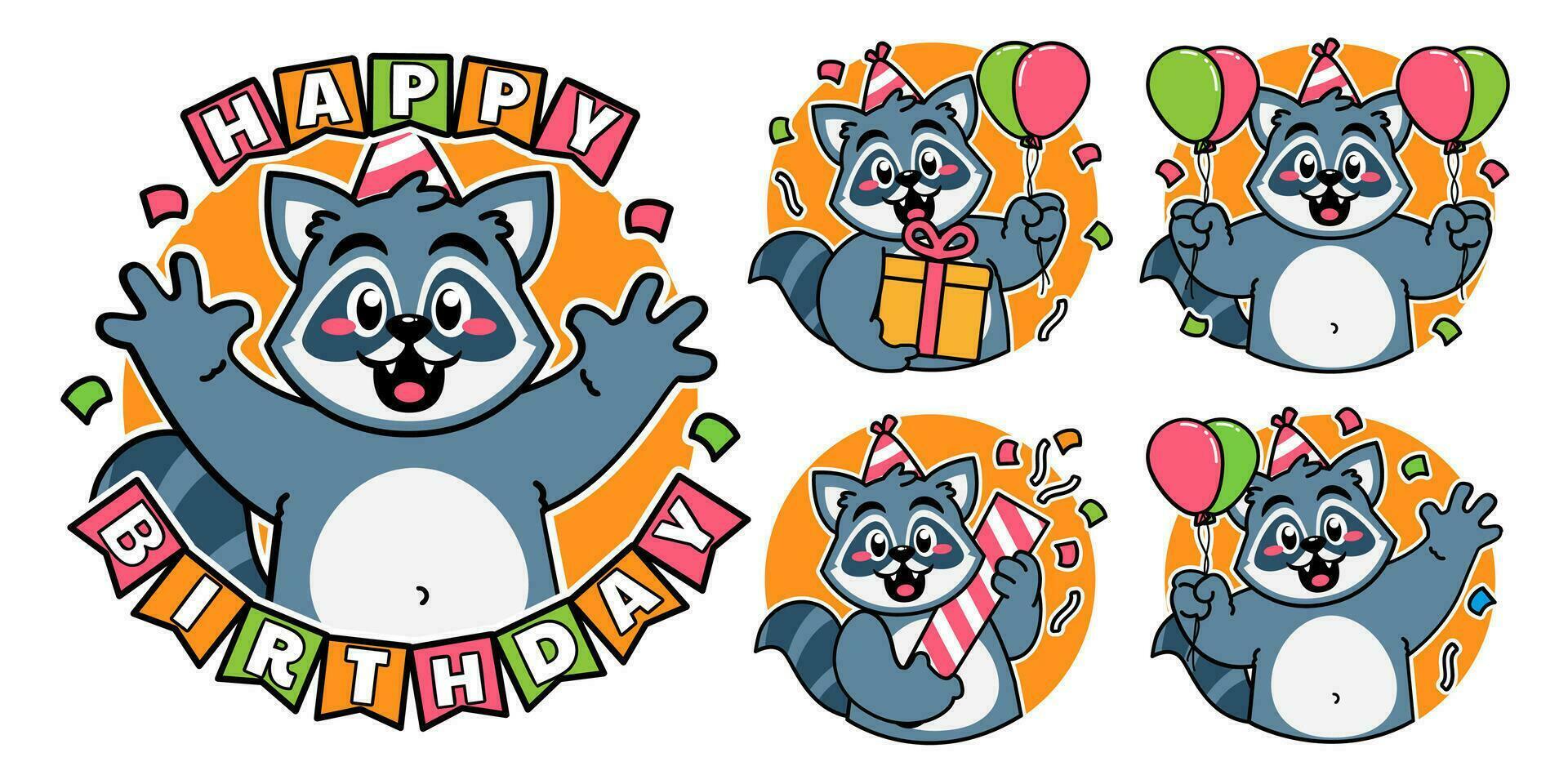 Birthday Raccoon Sticker vector