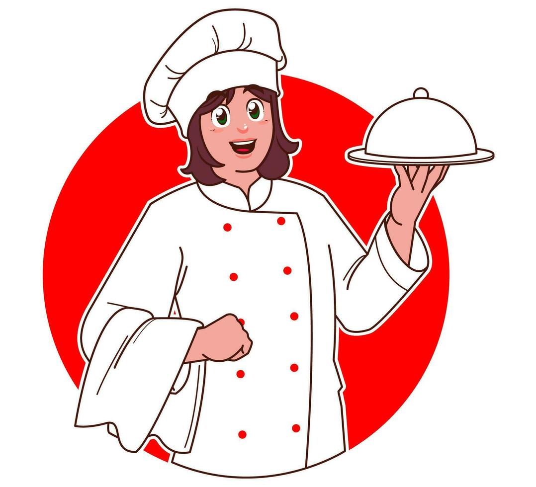 Cartoon female chef vector
