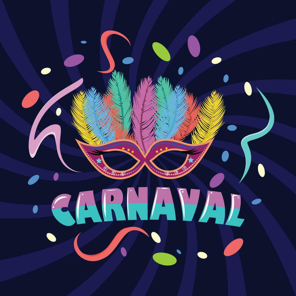 Vector design banner with a festive mask and confetti for Brazilian carnival