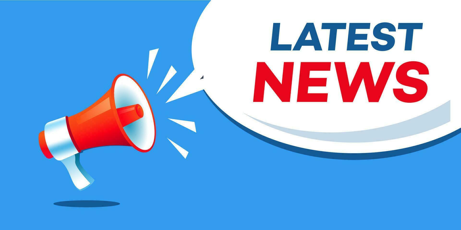 Latest news red megaphone on blue banner vector image. shouting megaphone vector Illustration on blue banner background, concept of join us, job vacancy and announcement in modern style design