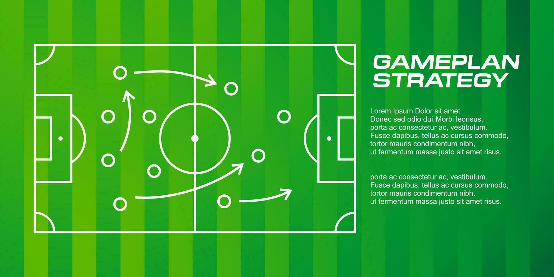 Soccer team formation and tactic . Green board game plan with football