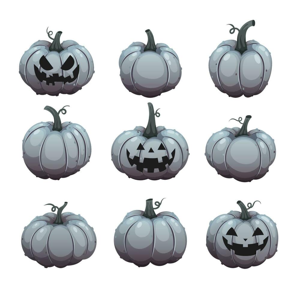 Halloween pumpkins set vector