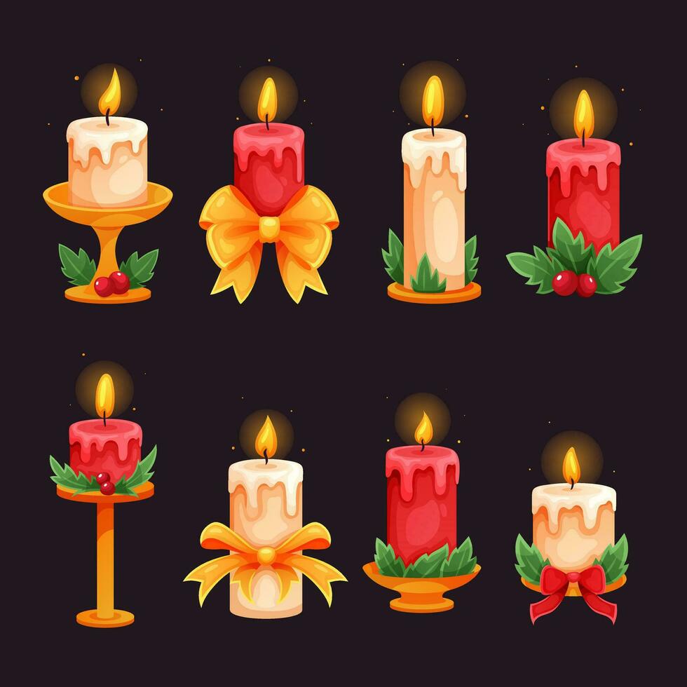 Christmas candles set vector