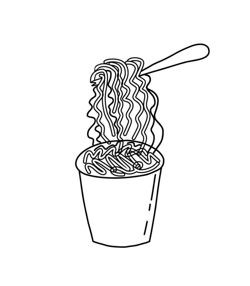 Noodles illustration. Simple doodle illustration of chinese noodles. vector