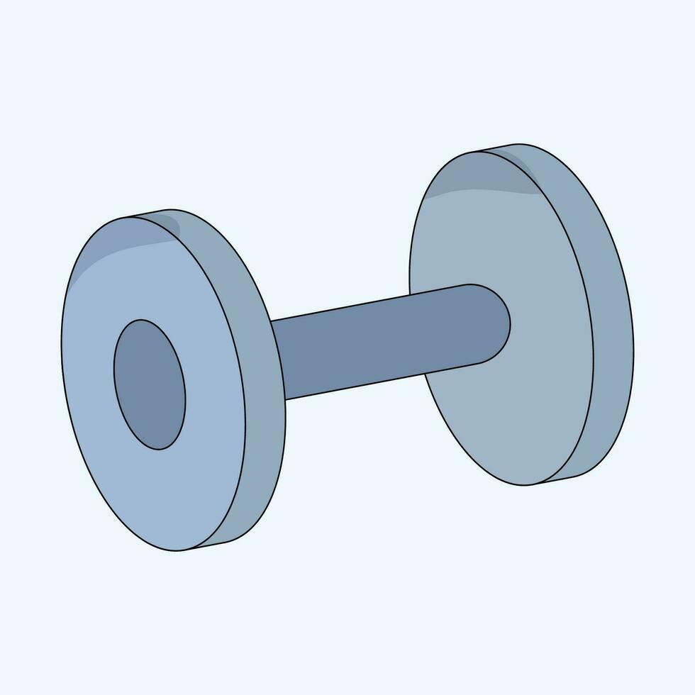 Vector graphic illustration of a blue dumbbell.