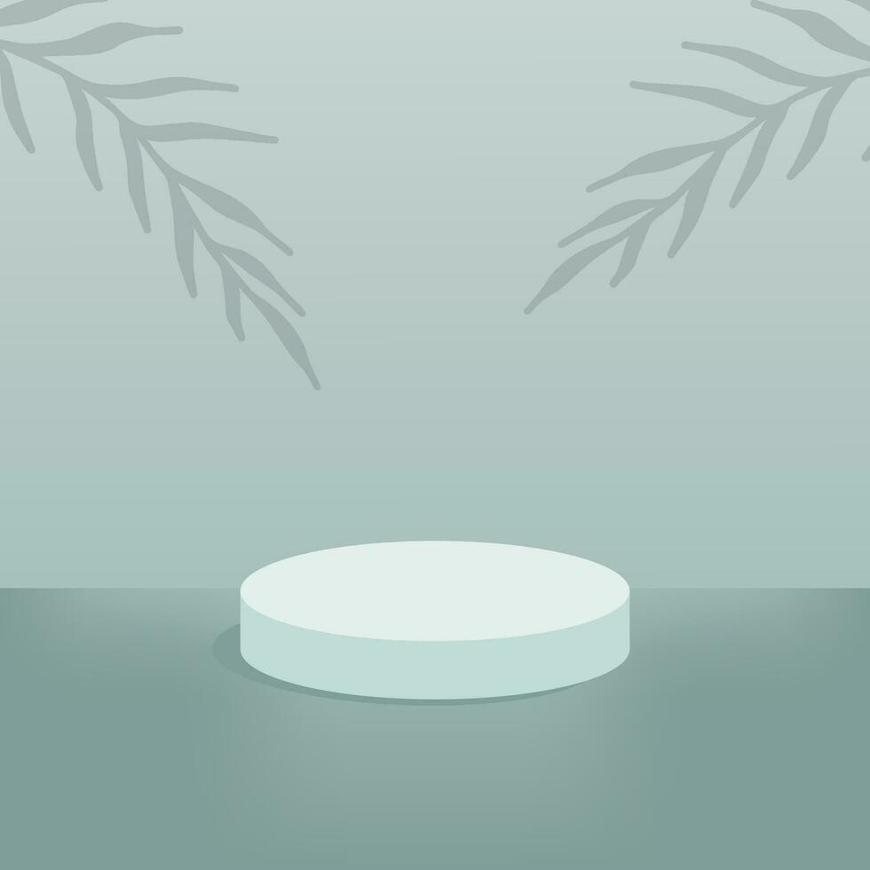 Vector graphic illustration of a green round podium on a green background.