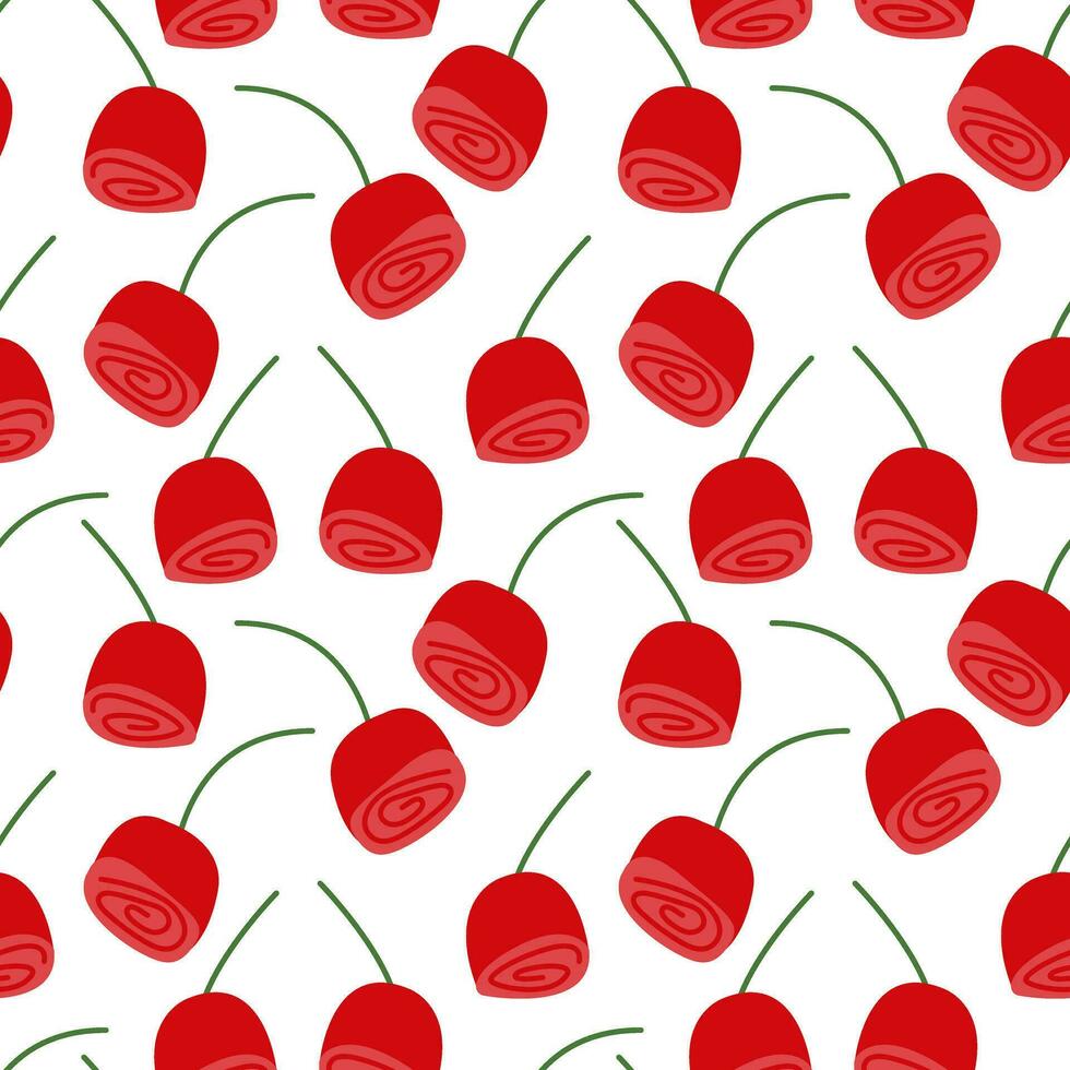 Floral red roses pattern. Hand drawn millefleurs seamless pattern with red roses. Trend ditsy background vector