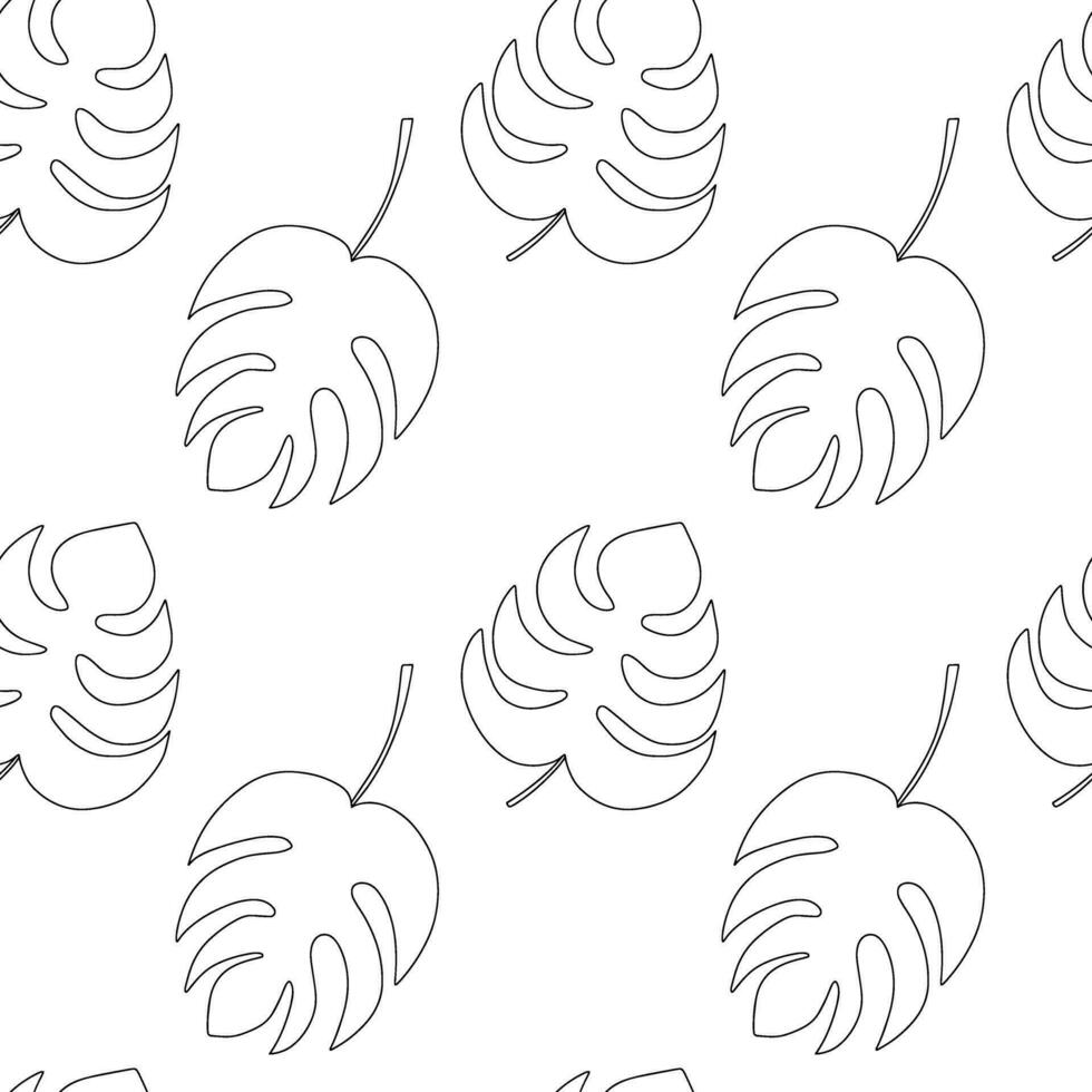 Monstera leaf seamless pattern. Vector monstera doodle pattern