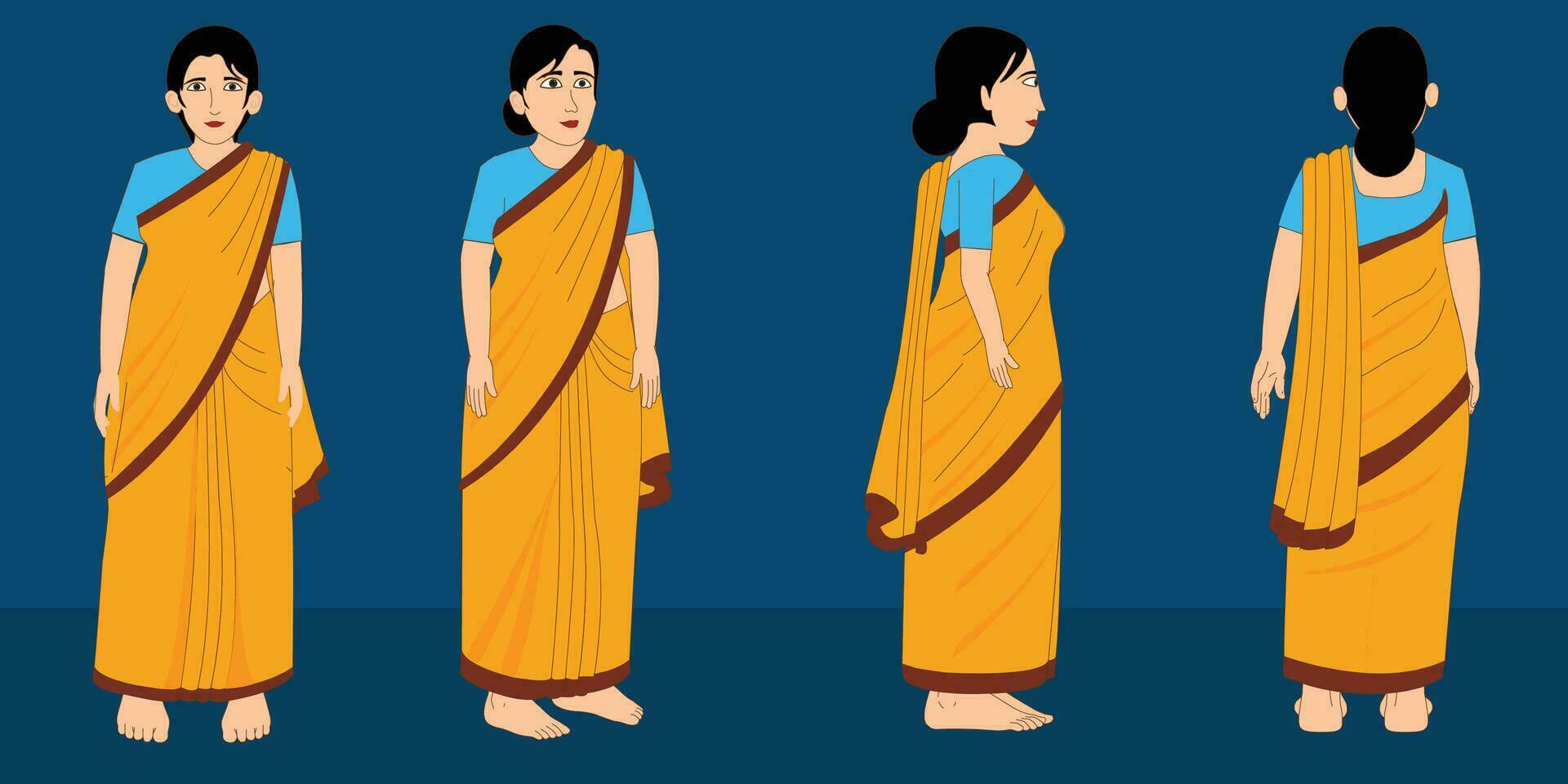 Indian village women cartoon character. moral stories for the best cartoon character vector Free Vector