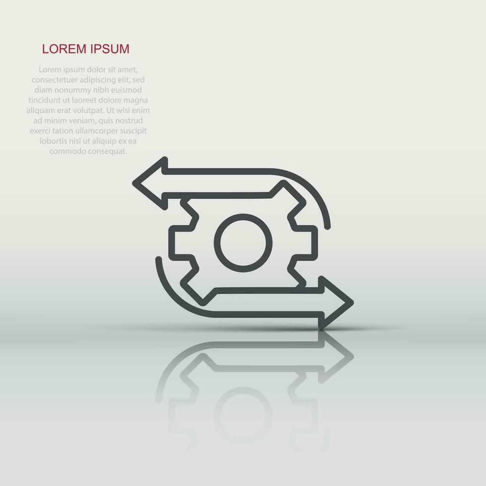 Workflow icon in flat style. Gear effective vector illustration on white isolated background. Process organization business concept.