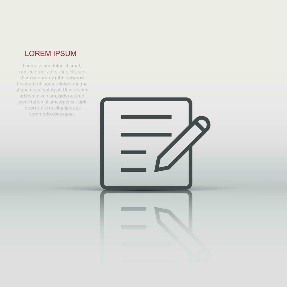 Blogging icon in flat style. Document with pen vector illustration on white isolated background. Content business concept.