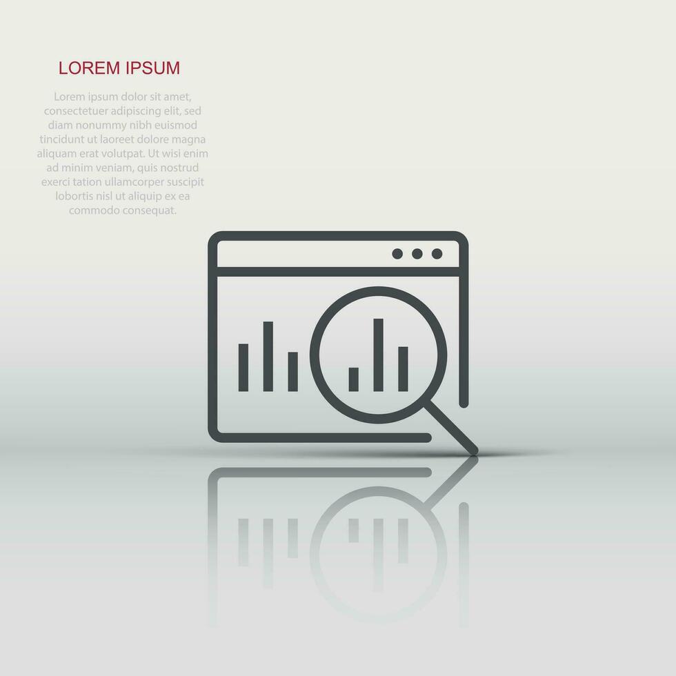Market trend icon in flat style. Growth arrow with magnifier vector illustration on white isolated background. Increase business concept.