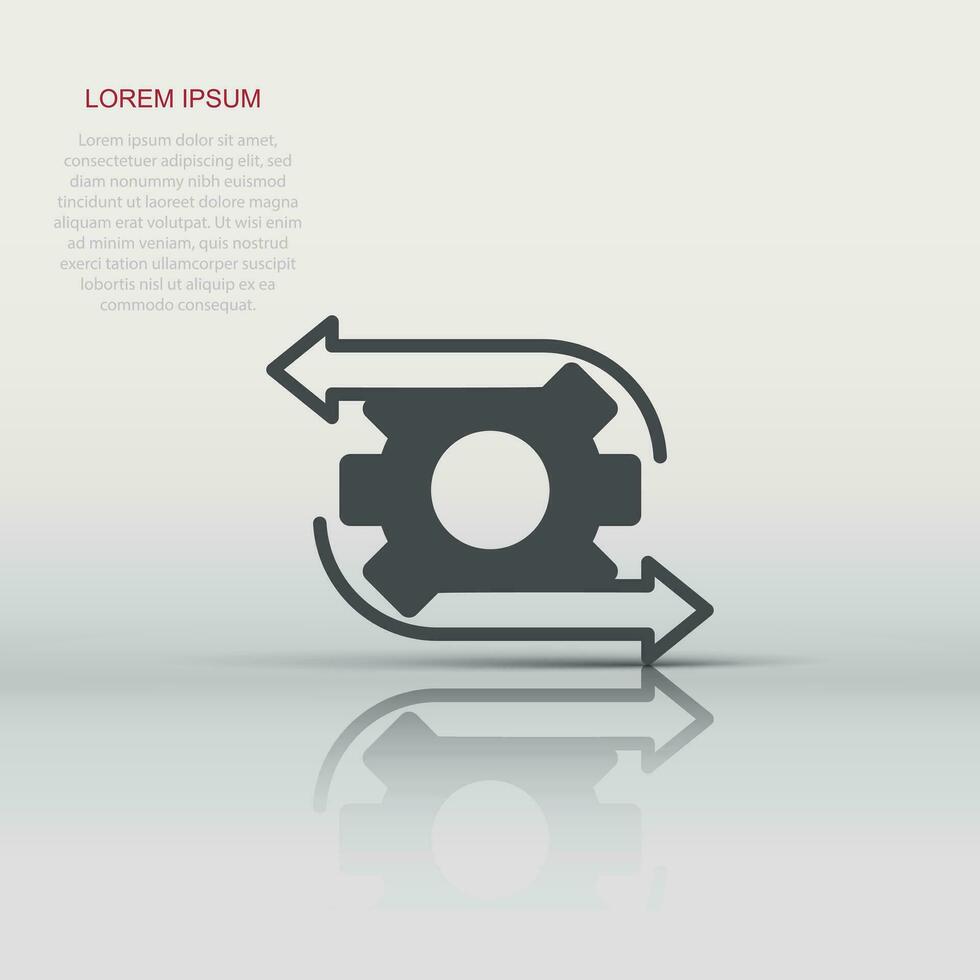 Workflow icon in flat style. Gear effective vector illustration on white isolated background. Process organization business concept.