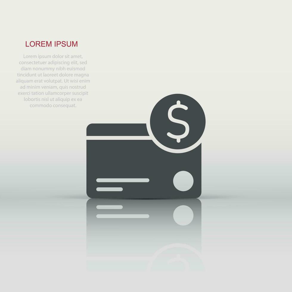 Credit card icon in flat style. Money payment vector illustration on white isolated background. Financial purchase business concept.