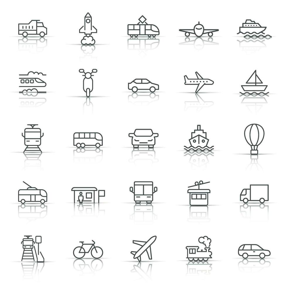 icono de transporte establecido en estilo plano. ilustración de colección de vectores de coche sobre fondo blanco aislado. concepto de negocio de transporte de envío.