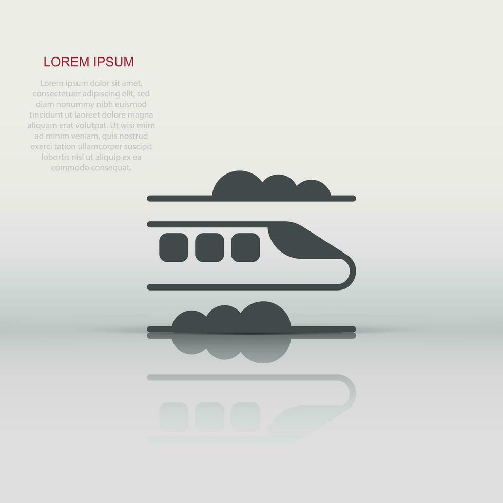 Metro icon in flat style. Train subway vector illustration on white isolated background. Railroad cargo business concept.