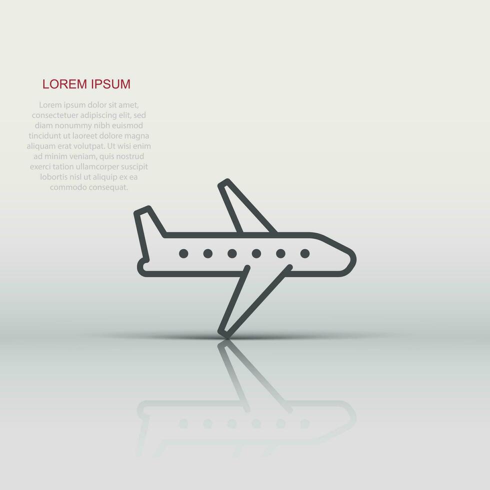 Plane icon in flat style. Airplane vector illustration on white isolated background. Flight airliner business concept.