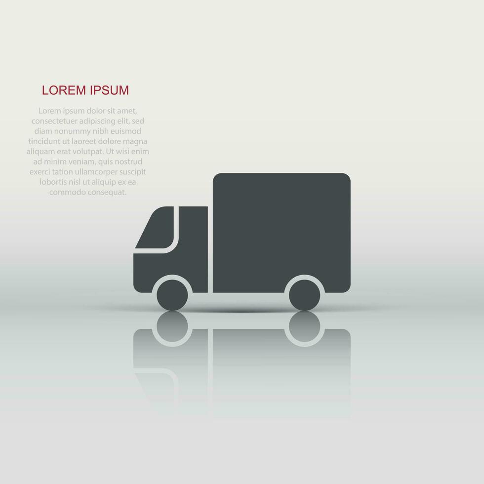 Delivery truck icon in flat style. Van vector illustration on white isolated background. Cargo car business concept.