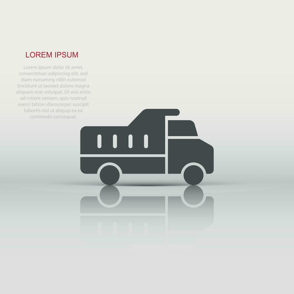 icono de camión de reparto en estilo plano. furgoneta ilustración vectorial sobre fondo blanco aislado. concepto de negocio de camión de carga. vector