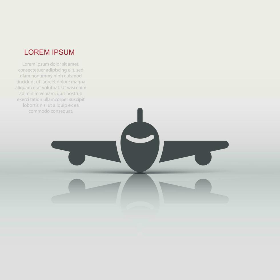 Plane icon in flat style. Airplane vector illustration on white isolated background. Flight airliner business concept.