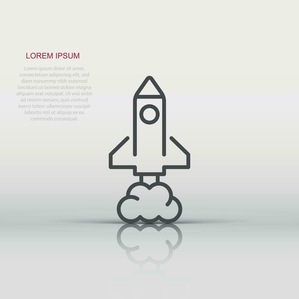 icono de cohete en estilo plano. Ilustración de vector de lanzamiento de nave espacial sobre fondo blanco aislado. concepto de negocio de sputnik.