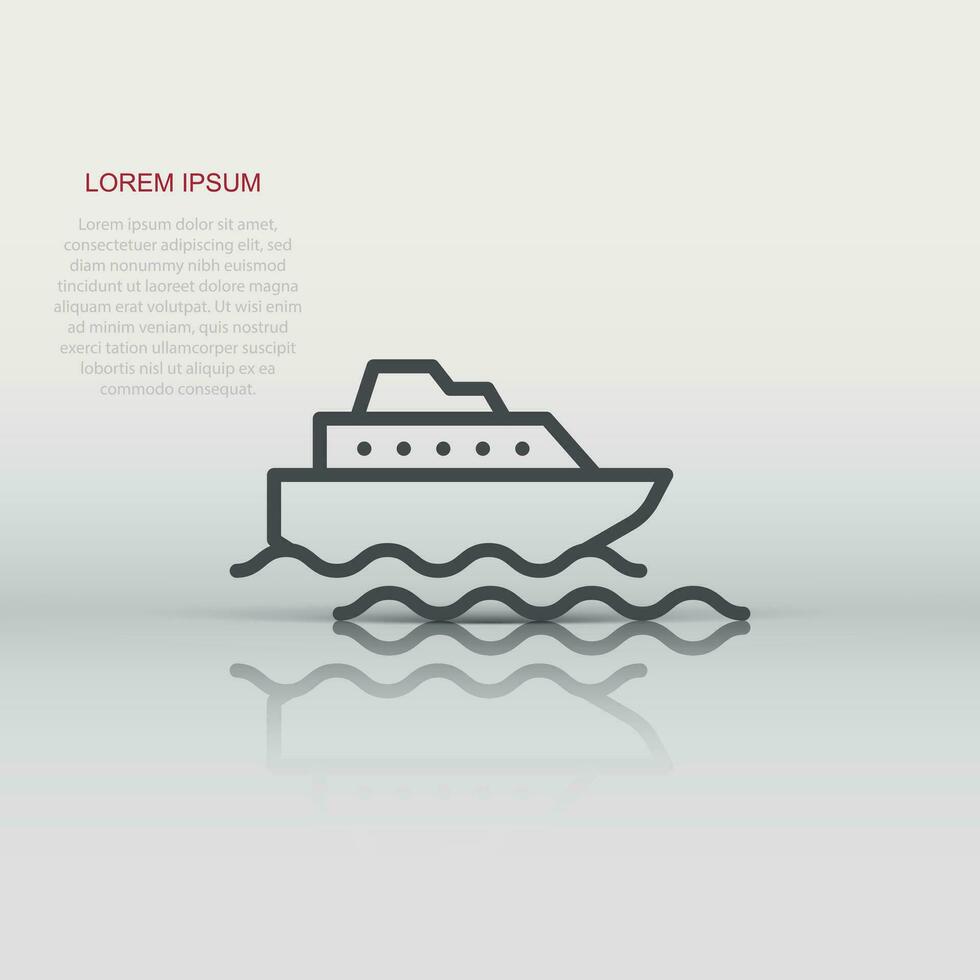 icono de barco de turismo en estilo plano. Ilustración de vector de barco de pesca sobre fondo blanco aislado. concepto de negocio de destino de petrolero.