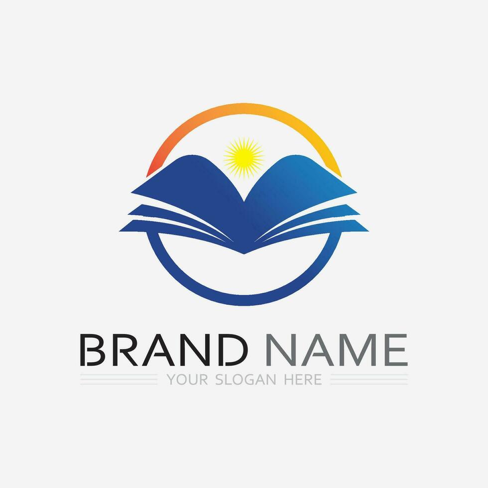 Book logo vector and illustration education icon
