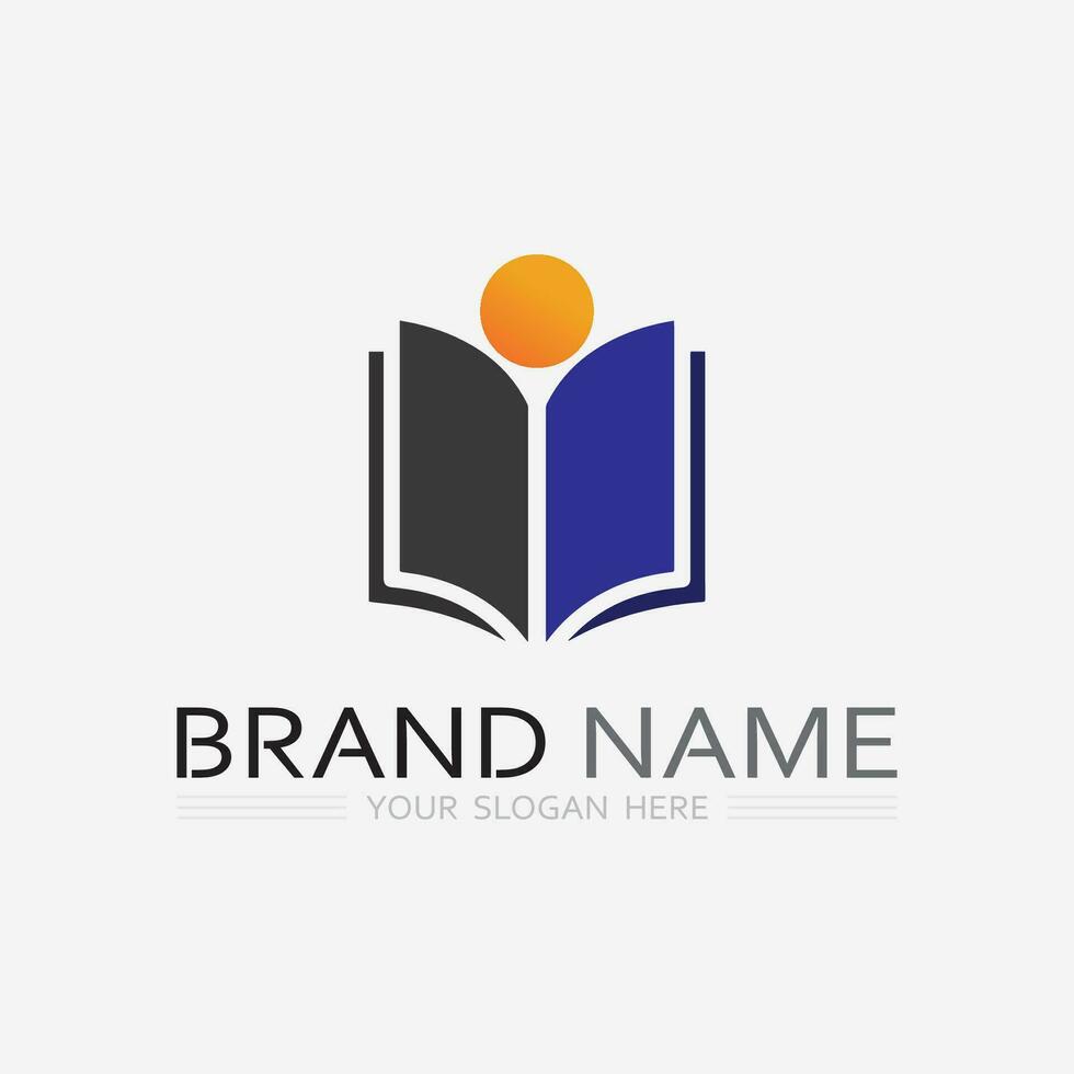 Book logo vector and illustration education icon