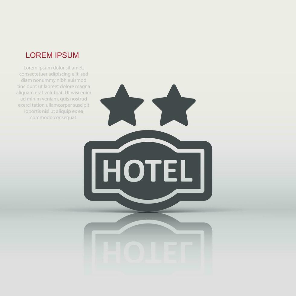 Hotel 2 stars sign icon in flat style. Inn vector illustration on white isolated background. Hostel room information business concept.