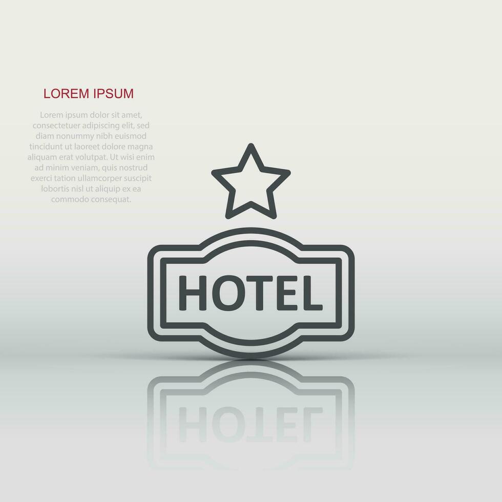 Hotel 1 star sign icon in flat style. Inn vector illustration on white isolated background. Hostel room information business concept.