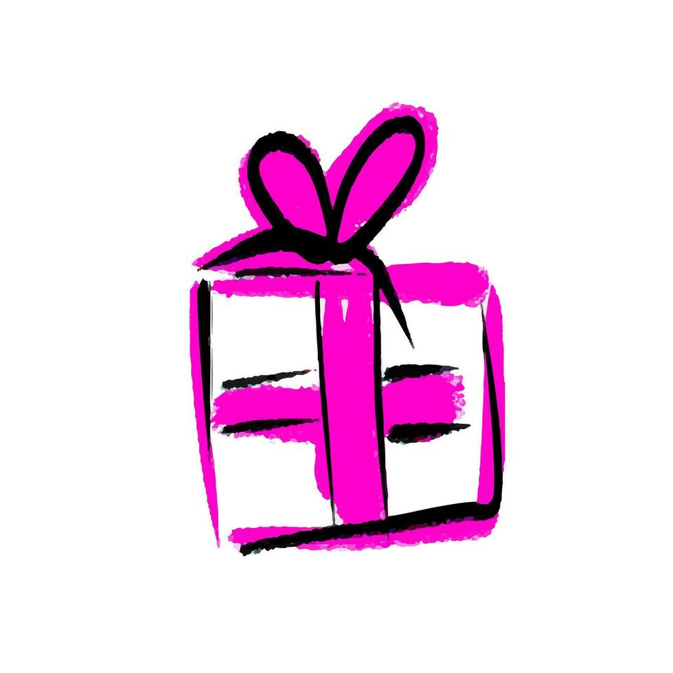 icon Gift Sketch. A gift for a wedding, for an anniversary, for the birth of a child, etc. Vector illustration on a white background.