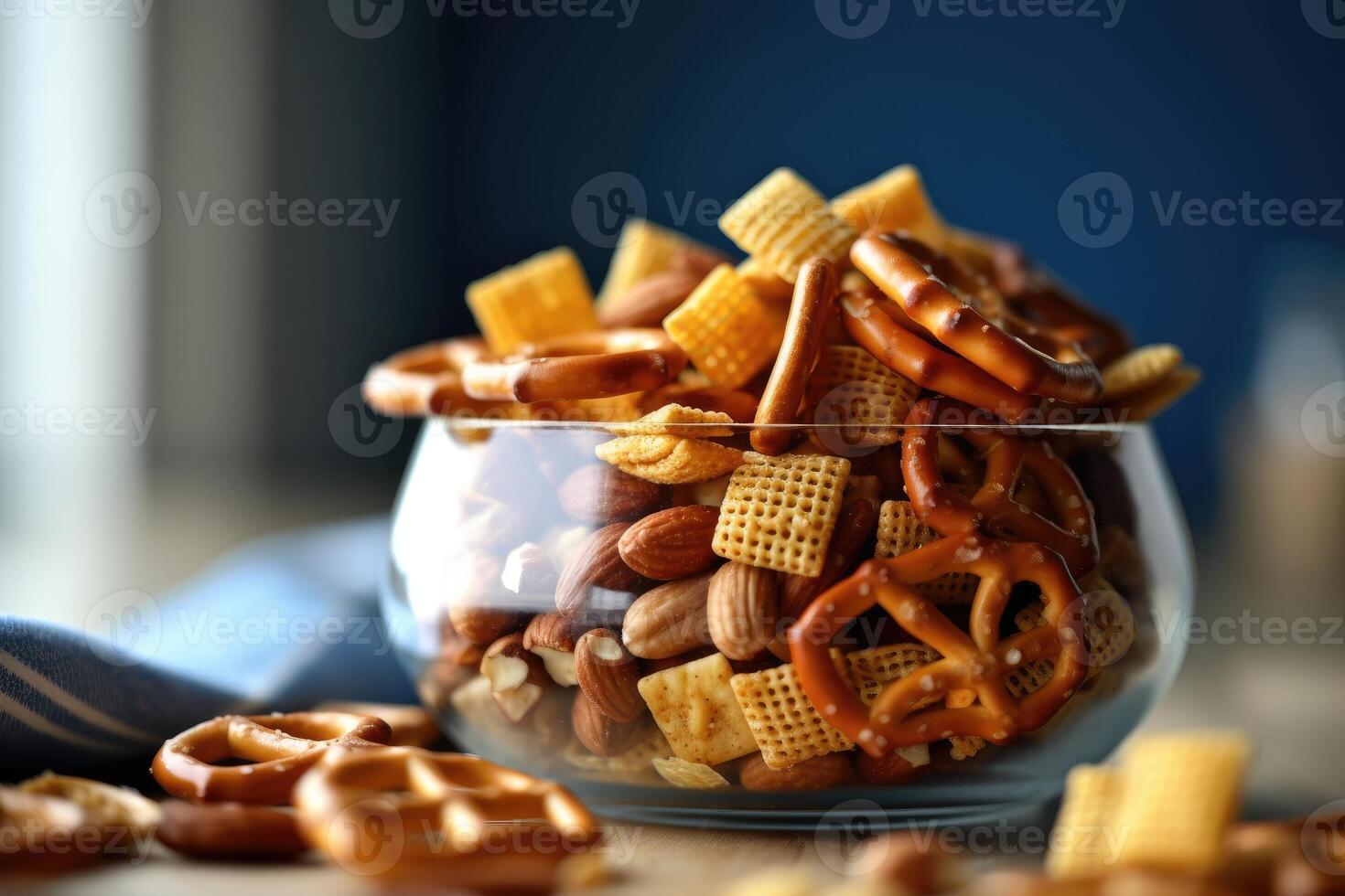 snack mix ratio in The kitchen table Food Photography AI Generated photo