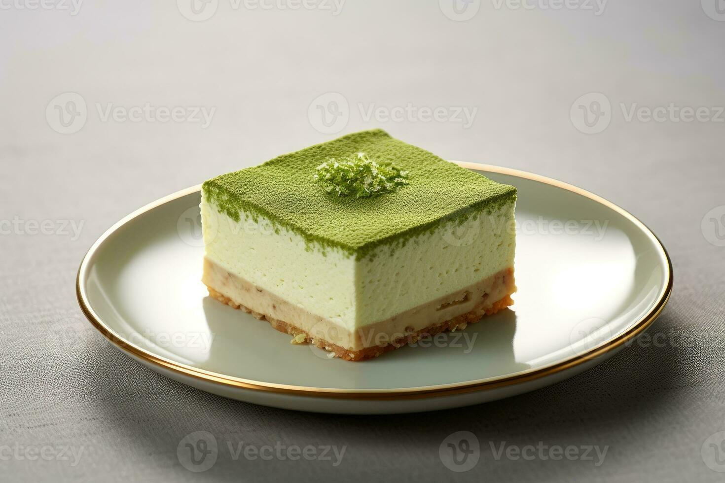 valores foto de tarta de queso matcha rebanada comida fotografía ai generado