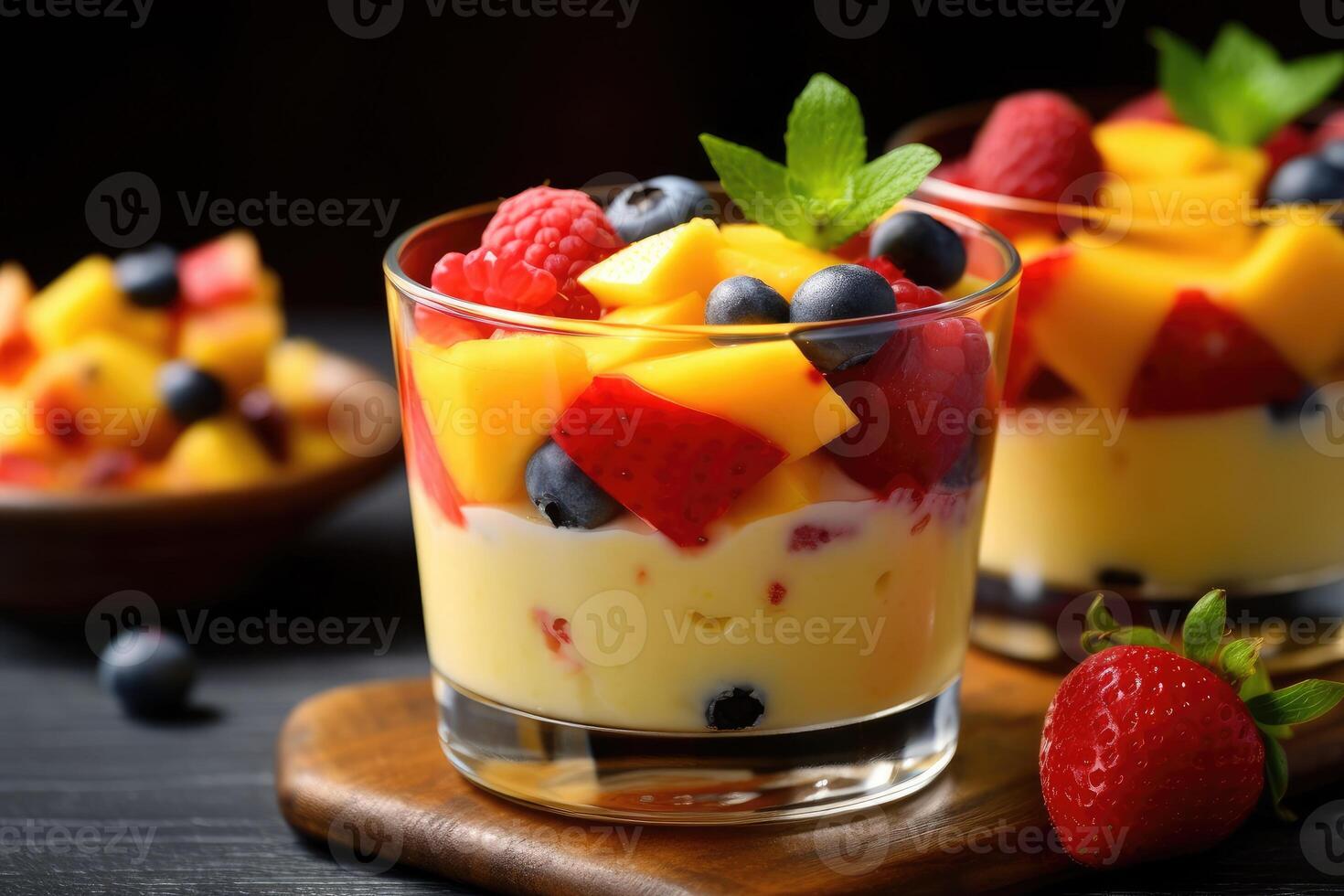 puding fruit cocktail in The kitchen table Food Photography photo