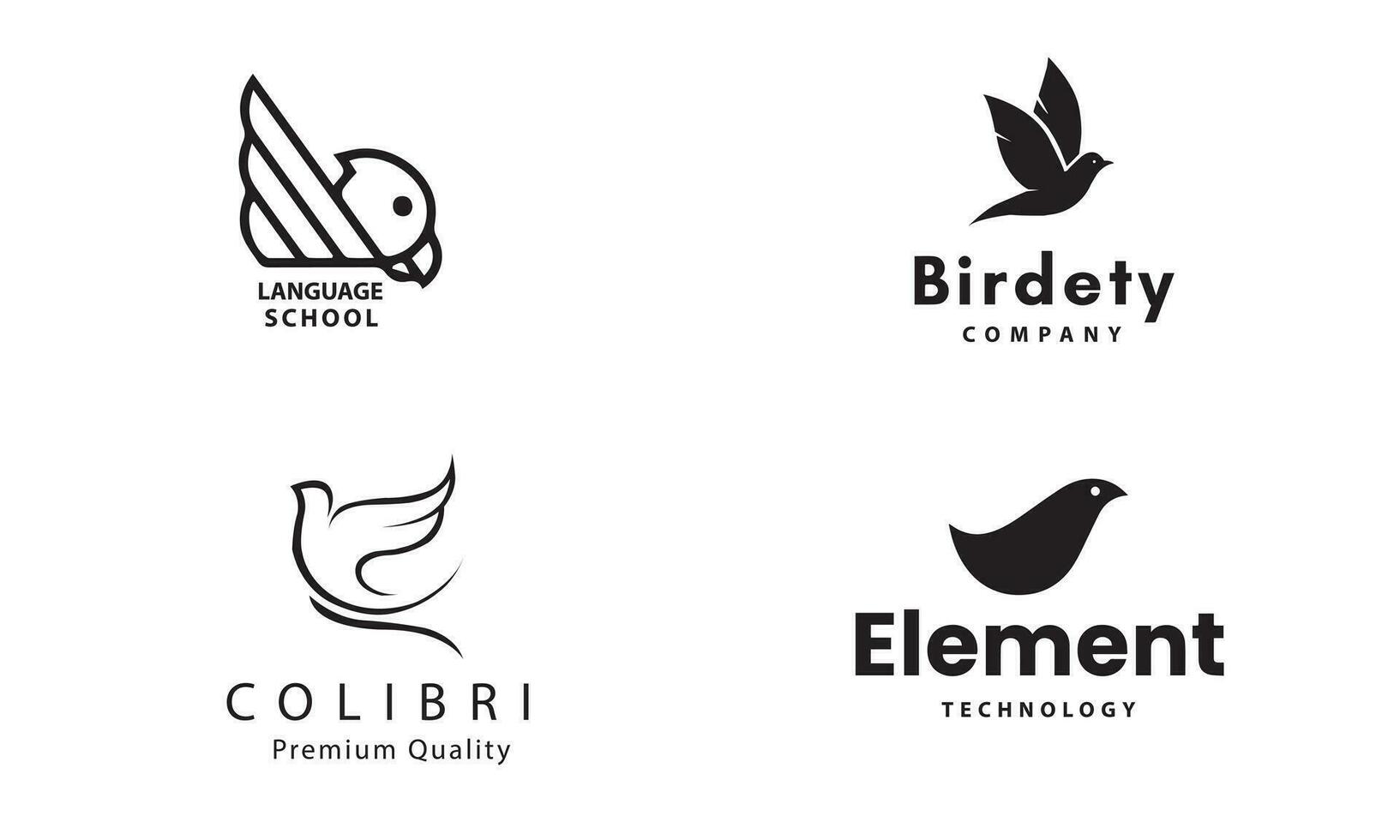 Bird logo abstract design. linear style. dove sparrow sitting logotype vector