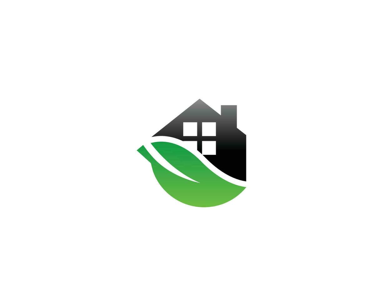 Natural green house logo design icon symbol vector concept.