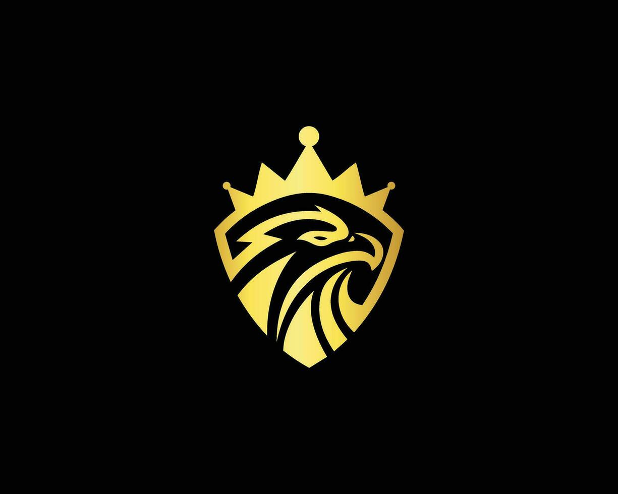 Creative shield eagle head king logo mascot design icon vector. vector