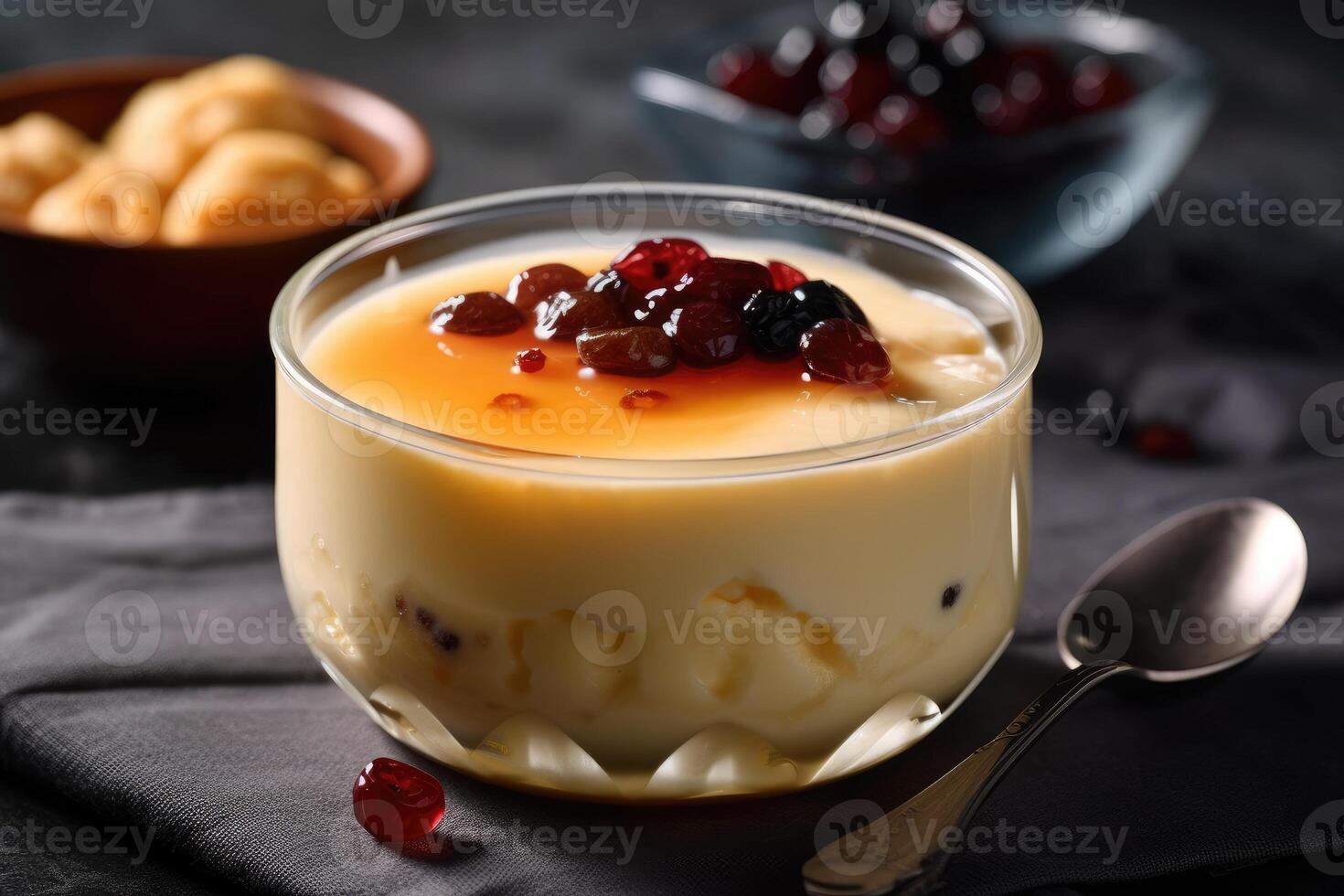 stock photo of korean putchin pudding food photography
